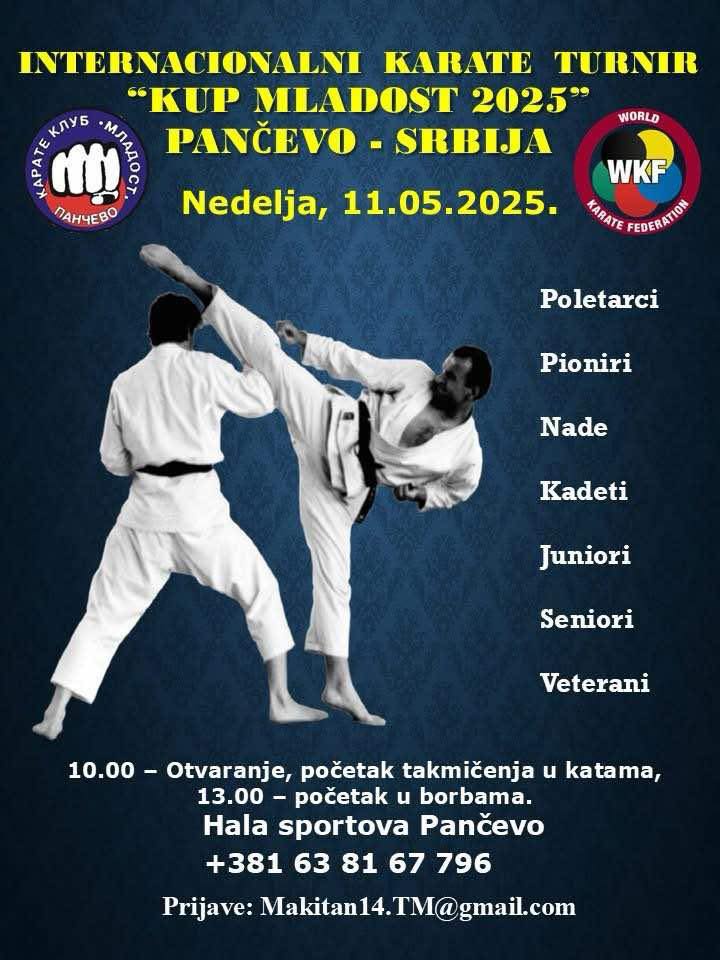 Međunarodni karate turnir “Mladost 2025” 11.05.2025. Pančevo
